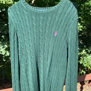 Ralph Lauren Green Cable-Knit Cotton Sweater